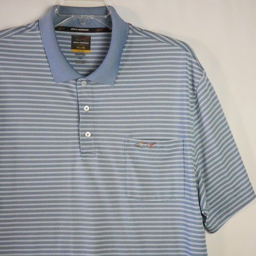 Greg Norman Polo Herren Gr. XXL Play Dry blau gestreift Golfshirt Performance - Bild 2 von 11
