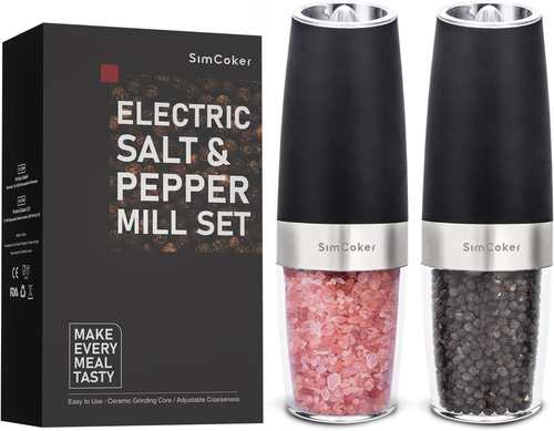 Simcoker Electric Salt and Pepper Grinder Set, Battery Operated Mill Gravity Aut - Picture 9 of 12