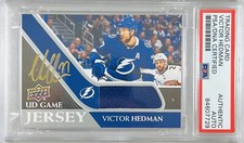 Victor Hedman auto 2020-21 Upper Deck card Lightning PSA Encapsulated GU Patch