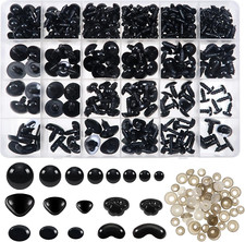 600Pcs Safety Eyes and Noses Crafts Doll Eyes with Washers 5Mm to 16Mm Black Pla