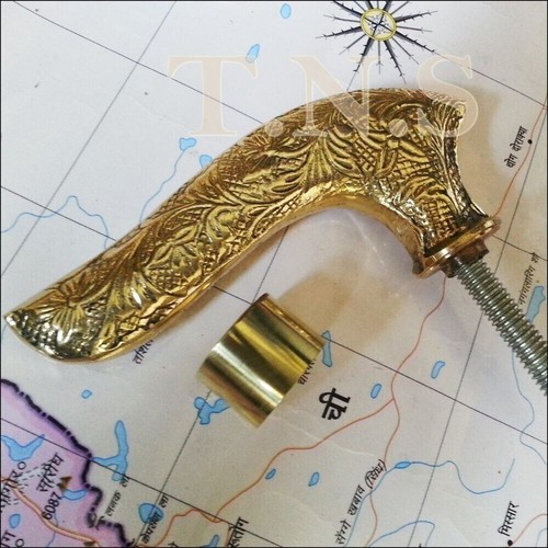 Designer Brass Handle for Antique Style Victorian Cane Wooden Walking stick Gift - Picture 2 of 4