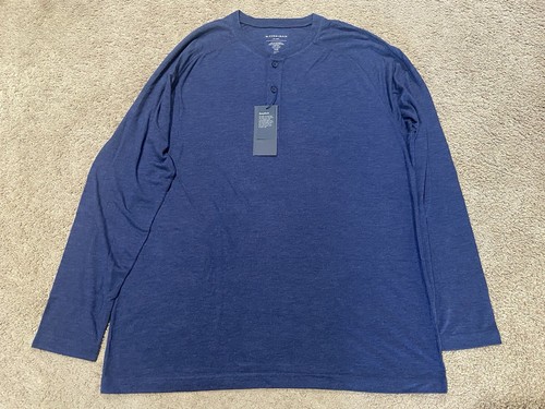Mizzen + Main Henley Shirt Herren Gr. XXL Easy Knit super weich meliert blau - Bild 1 von 7