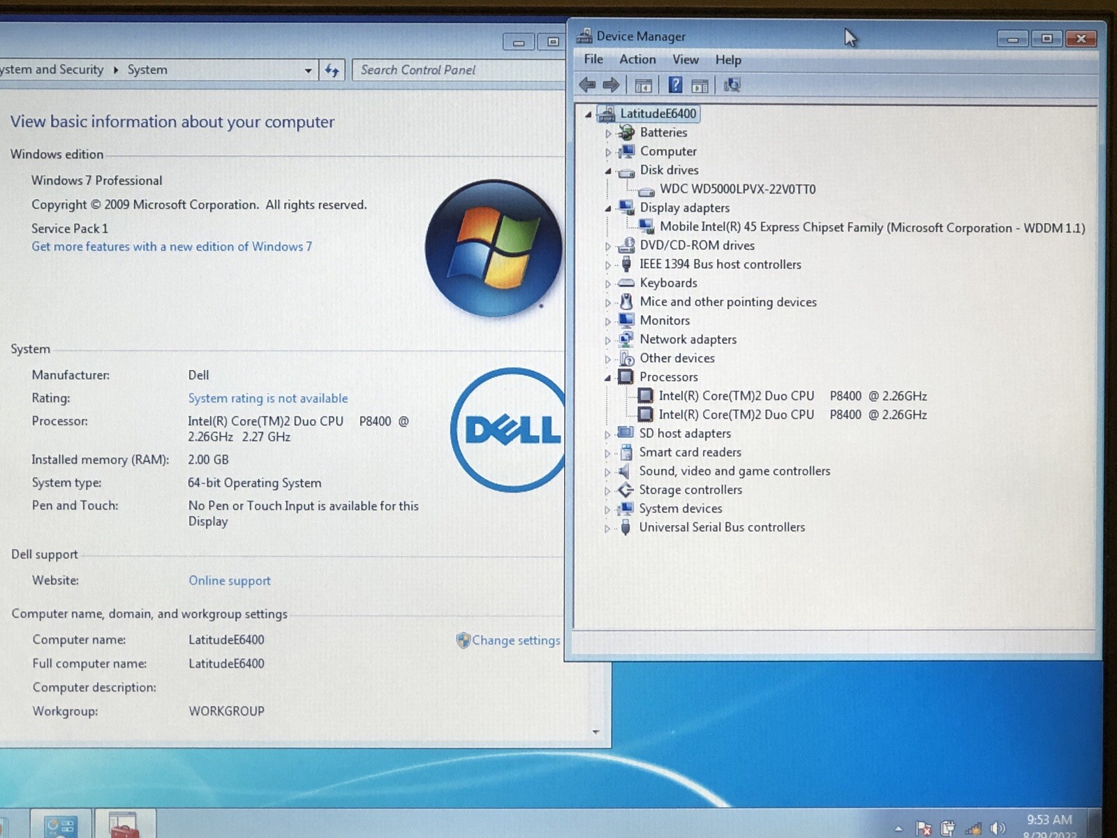 Dell Latitude E6400 14" Core 2 Duo P8400 2.26GHz 2GB RAM 500GB DVD Win 7 Pro - Picture 4 of 20