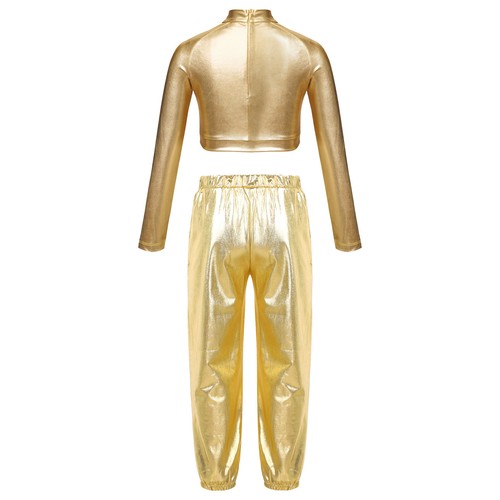 Kids Girls Dance Clothes Sequin Dancewear High Waist Dance Outfit Zipper Party - Picture 5 of 42