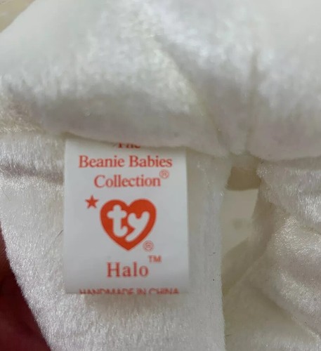 ty Beanie Baby Halo Vintage 1998 White Angel Wings Bear Brown Nose ~ Rare - Picture 4 of 12