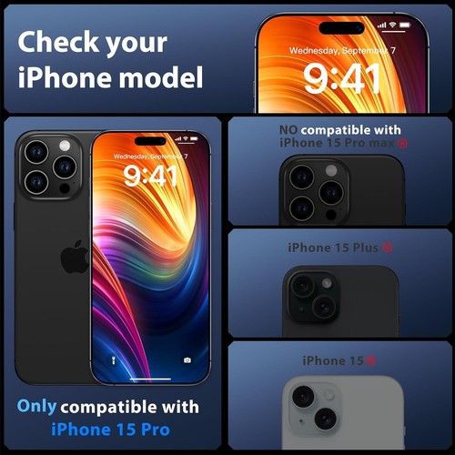 iPhone 15 Pro Privacy Screen Anti Spy-Tempered Glass Protector Auto-Align Frame - Picture 2 of 7