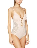 16, Pink (light Pink), Look Women's Crochet Plunge Swimsuit 16, Pink (light Pink), Look Women's Crochet Plunge Swimsuit