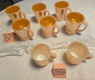 Collection of 8 Vintage FIRE KING PEACH LUSTRE Mugs: D-Mugs (6) and C-Mugs (2)