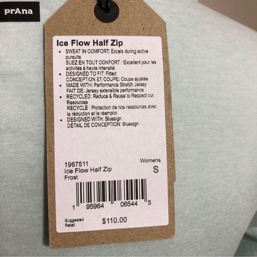 PRANA Pullover Womens Small Frost Green Ice Flow Half Zip Fitted NWT - Picture 13 of 14