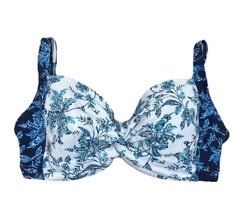 Lands' End Women's Underwire Padded Twist Top Bikini Swimwear Blue Size 12DD