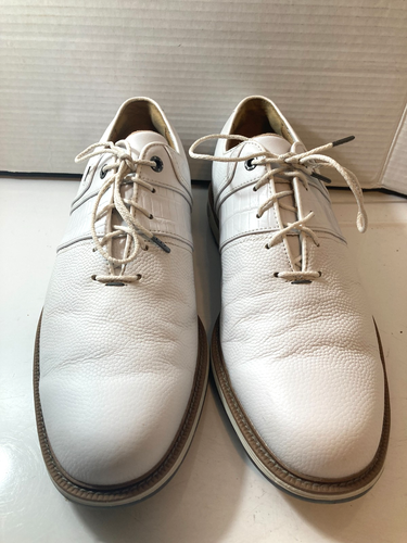 FootJoy Premiere Packard Herren 10M Weiß Leder Wasserdicht Spiked 53908 TOP