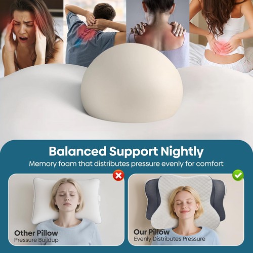 King Size Cervical Pillow for Neck,Shoulder Pain Relief Sleep,Memory Foam Pillow - Picture 16 of 23