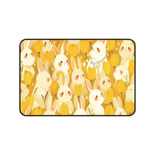 Desk Mat, Kawaii Bunny in Yellow Vibe, Cute Animal Bunny Mouse Pad - 第 3/17 張圖片