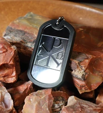 Chi Rho/Pater Noster (Our Father)  Deep Engraved Dogtag in Latin