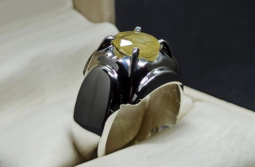 Natürlicher Saphir Damen Ring, 2,5 Karat, Handarbeit 925 Silber - Blau & Gelb - Bild 14 von 24