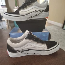 Vans Old Skool Bolts Black White Skate Shoes Mens 5.5 womans 7  VN0009Q5