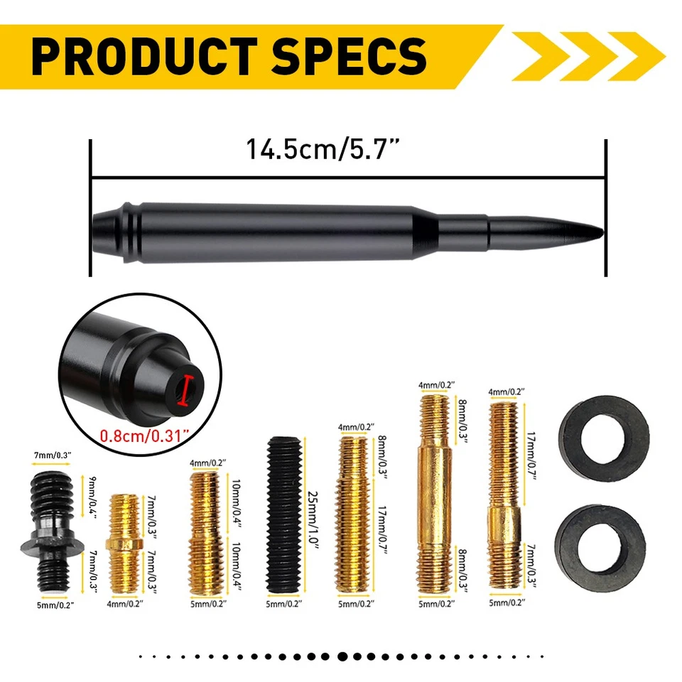 5.7" 50 Cal Bullet Antenna For Ford Dodge Chevy GMC Jeep Toyota Truck Black - Image 2 of 4