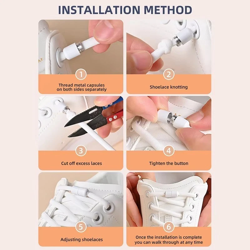 No Tie Elastic Shoe Laces Adult Kids Trainer Lace Lazy Easy No-tie Shoelaces UK - Image 3 of 4