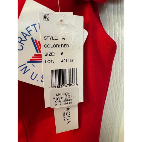 Aqua Formal Red Off the Shoulder Dress Floral Detail Cocktail Party Size 6 - Picture 5 of 12