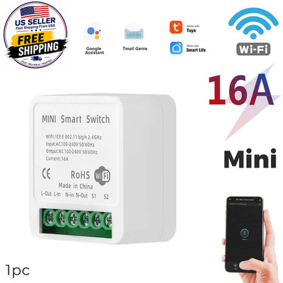 Tuya 16A MINI Wifi Smart Switch DIY 2-Way Control Relay Timer for Smart Life Wor