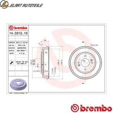 2x BREMSTROMMEL 14.C012.10 FÜR HYUNDAI GETZ G4ED 1.6L D4FA 1.5L G4EE 1.4L 4cyl