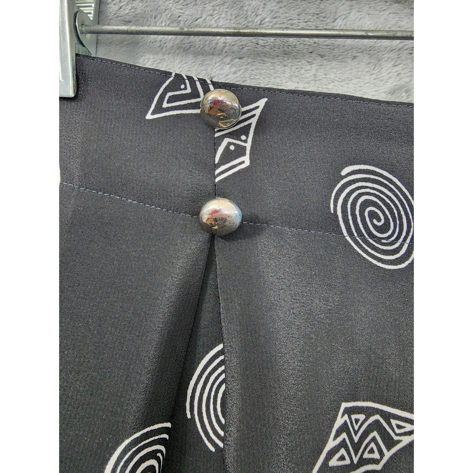 复古 Leslie Fay Crop Culottes Palazzo 裤子 14 码黑色白色打褶流畅 — 第 3/4 张图片