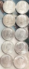 1964 Kennedy Half Dollars - 10 Each - 90% Silver - About Uncirculated