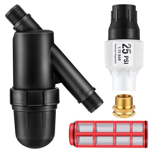 Drip Irrigation Pressure Regulator and Filter, 25 PSI Water Backflow Prevente...