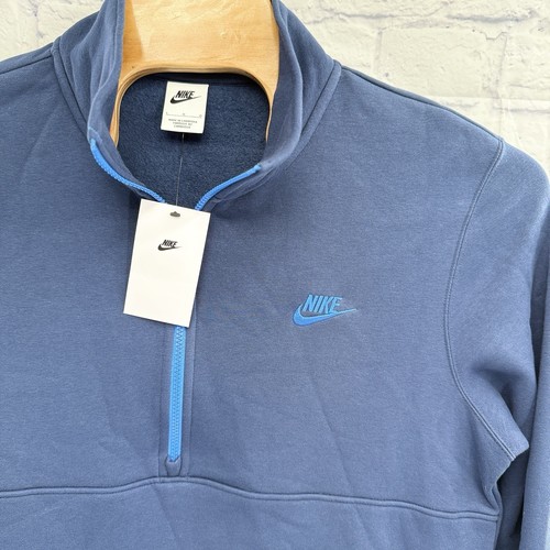 Pullover Nike Sportswear Para Hombre Azul Marino Club Cepillado Espalda 1/2 Cremallera DD4732-410 Talla L - Imagen 2 de 9