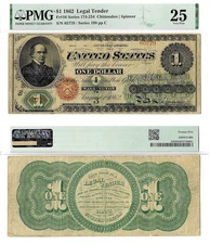 1862 $1 Legal Tender Note Fr-16 PMG VF-25