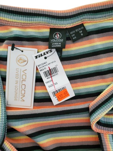 Junior's XS Volcom Knit Tank Top Soft Lived In Lounge Tilly's Women's Striped - Picture 3 of 6