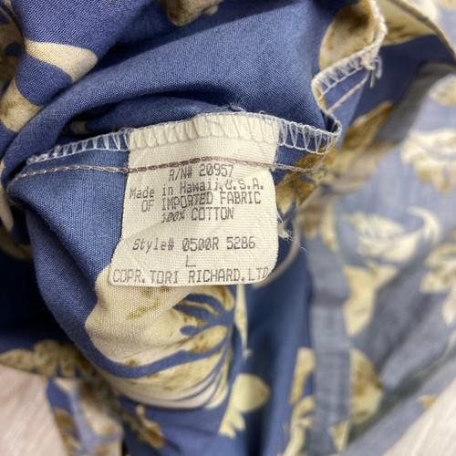 VINTAGE Tori Richard Hemd Herren L blau Hawaii Aloha Beach Hut Camp Lawn USA - Bild 10 von 10