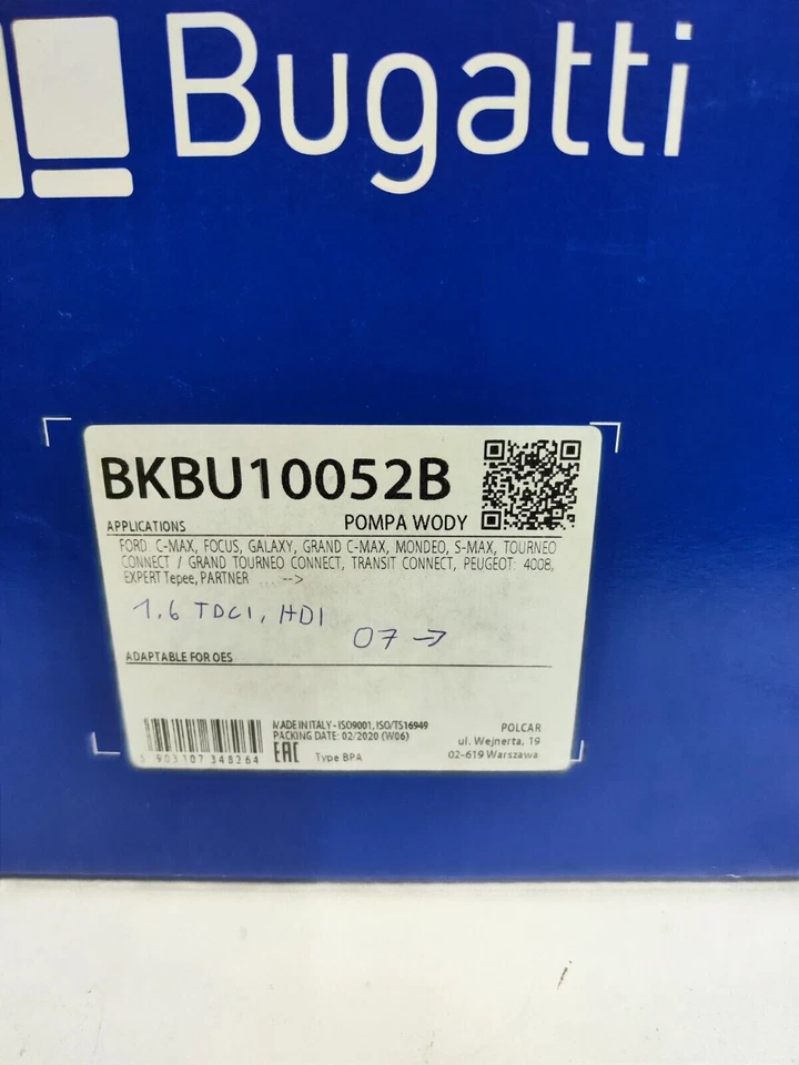 BKBU10052B KIT DISTRIBUZIONE+POMPA ACQUA BUGATTI Citroen Ford Peugeot Volvo 1.6D - Imagen 2 de 3