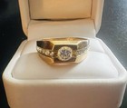 14k Yellow Gold Containing 13 Natural Round Brilliant Cut Diamonds Men’s Ring