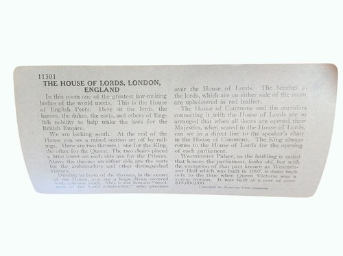 Antica cartolina Keystone Stereoview - La Camera dei Lord Londra Inghilterra - Foto 3 di 3