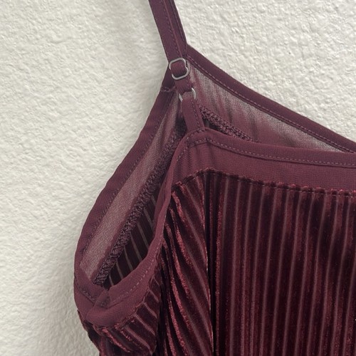 90’s Mudd Deep Burgundy Red Velvet Spandex Midi Slip Dress, Size Medium - Picture 7 of 12