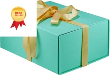 MOYEUPAC 9" X 7" X 4" Blue Gift Box with 1 Count (Pack of 1), Heavenly blue 