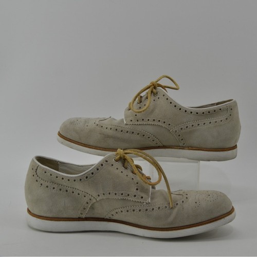 Santoni Budapester Herren Größe 10,5 Oxford Schnürschuhe adrett beige - Bild 6 von 18