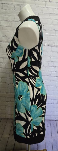 Dress Barn Sleeveless Sheath Dress Black White With Blue Floral Size 8 Career - Picture 3 of 5