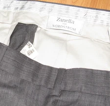 ZANELLA Bennett Gray Dress Pants Men's 36 X 31 Pleated Cuffed Year Round Wool