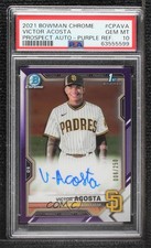 2021 Bowman Chrome Prospect Purple Refractor /250 Victor Acosta PSA 10 Auto 04cw