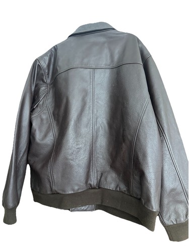 Red Head Bomber aviator Brown Pebble Leather Jacket Quilted Liner Men's Sz XXL - Picture 2 of 17