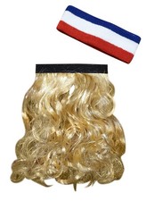 Blonde Magic Mullet Wig with USA Headband Redneck Costume One Size Fits All