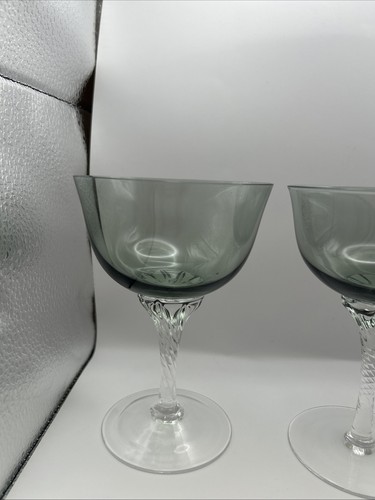 4er Set Rauchschale Champagner Cocktail Gläser gedrehter Stiel Kristall - Bild 6 von 16