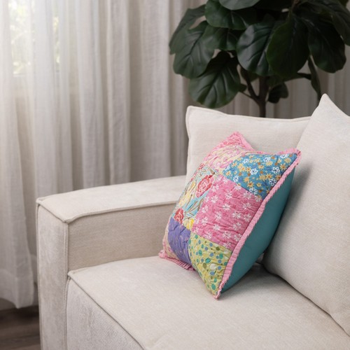 Rosette Paisley Floral Patchwork 20" x 20" Square Decorative Pillow - Picture 5 of 5