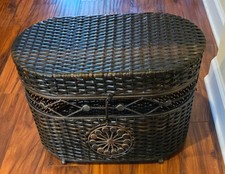 Vtg Decorative Bamboo & Rattan Woven Storage Chest @22.5"X11.5"X14.5" Hinged Lid