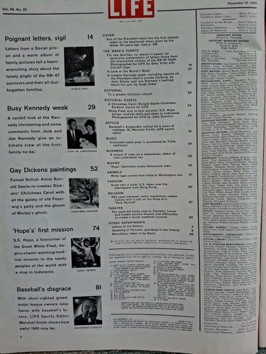 LIFE Magazine December 19th 1960 President Kennedy JFK Christening Their Son - Picture 4 of 5