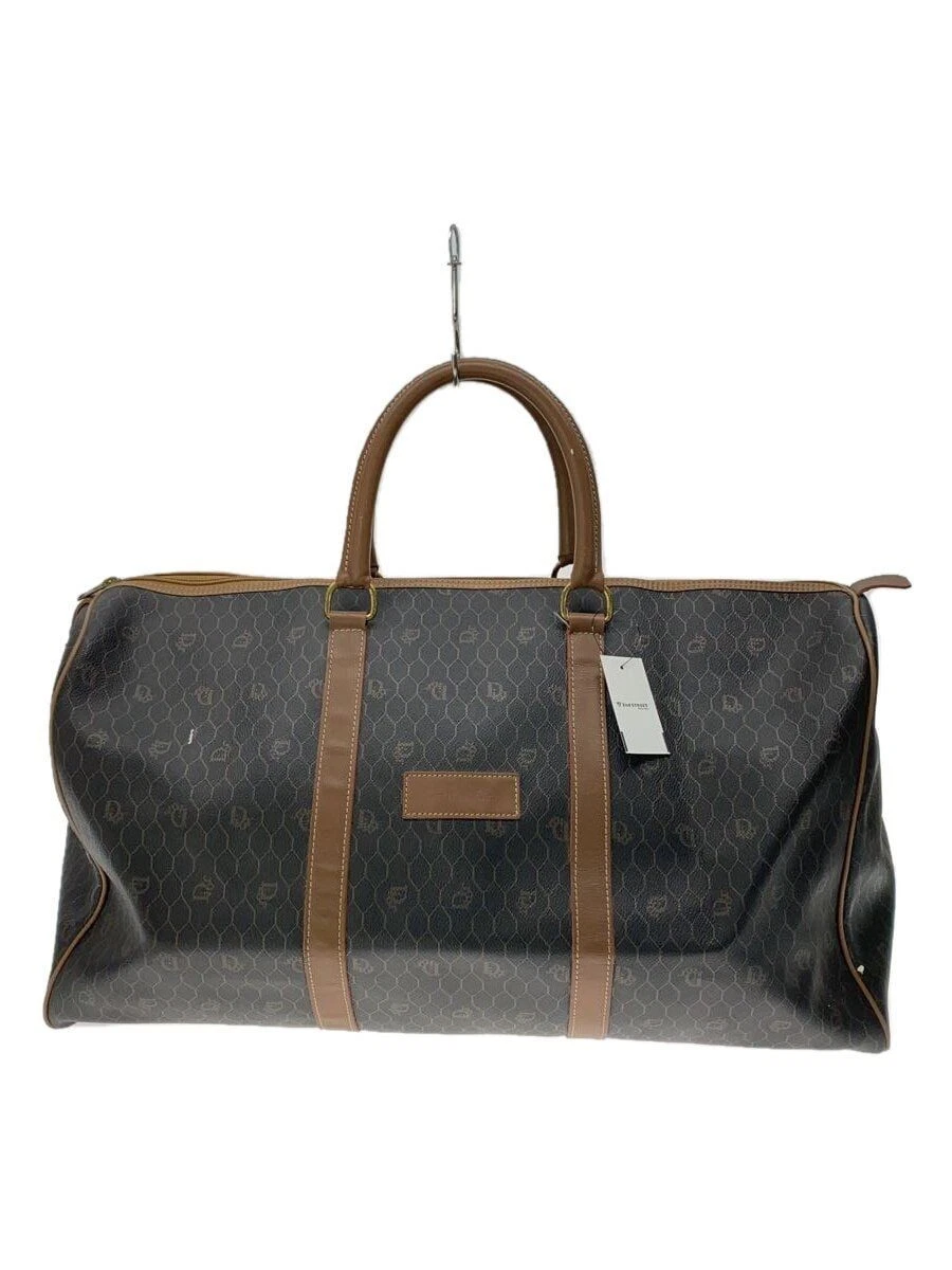 Sac Christian Dior Boston motif nid d'abeille PVC marron totalement utilisé