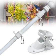 5Ft Heavy Duty Stainless Steel Flag Pole Kit with Bracket for Outdoor Use