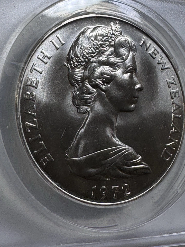 Nueva Zelanda 1972 1 dólar calificado como nuevo 68 por ANACS Foto 2 de 4